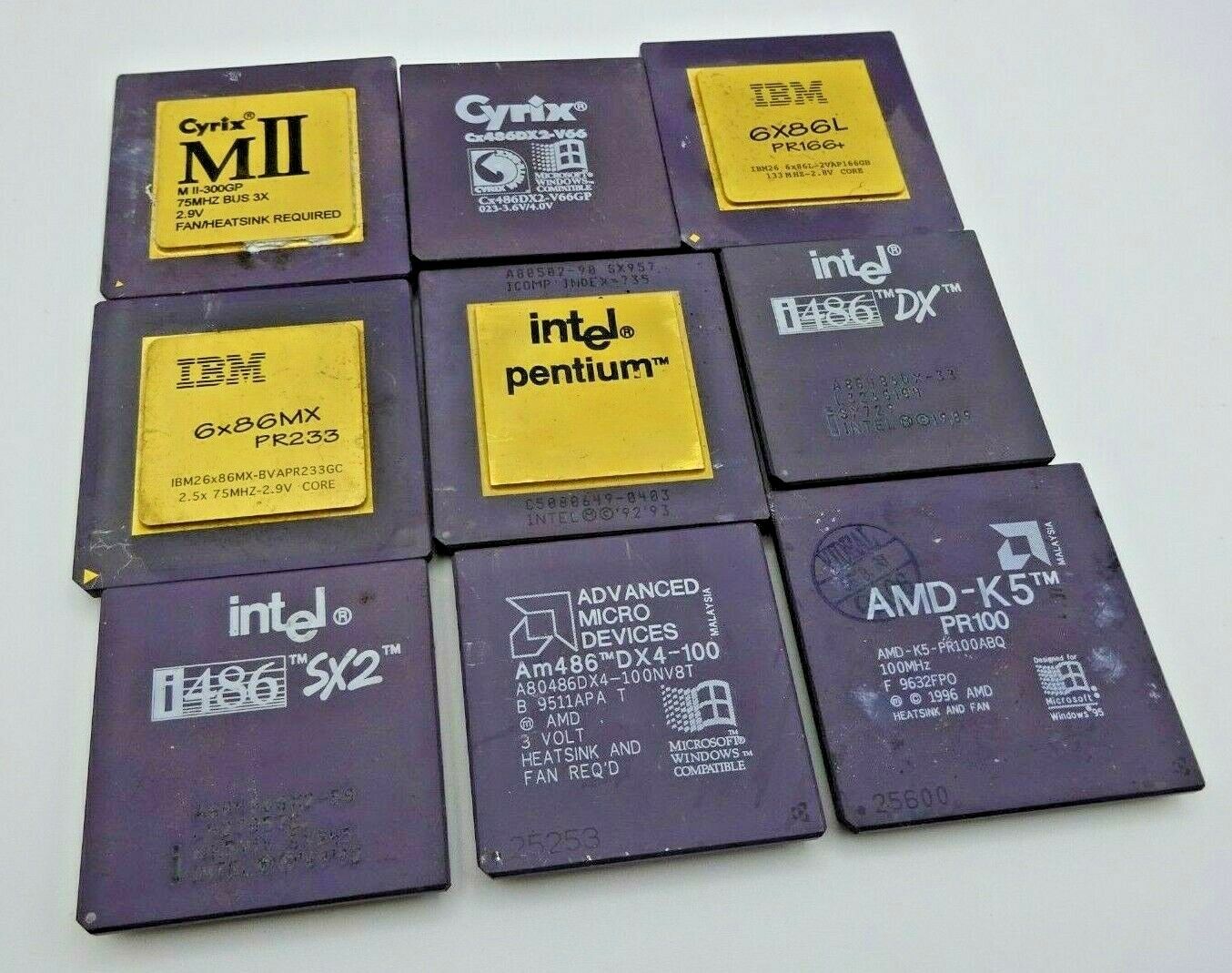 AMD, Cyrix, IBM, Intel -  Vintage Retro Legacy Collectors CPU's