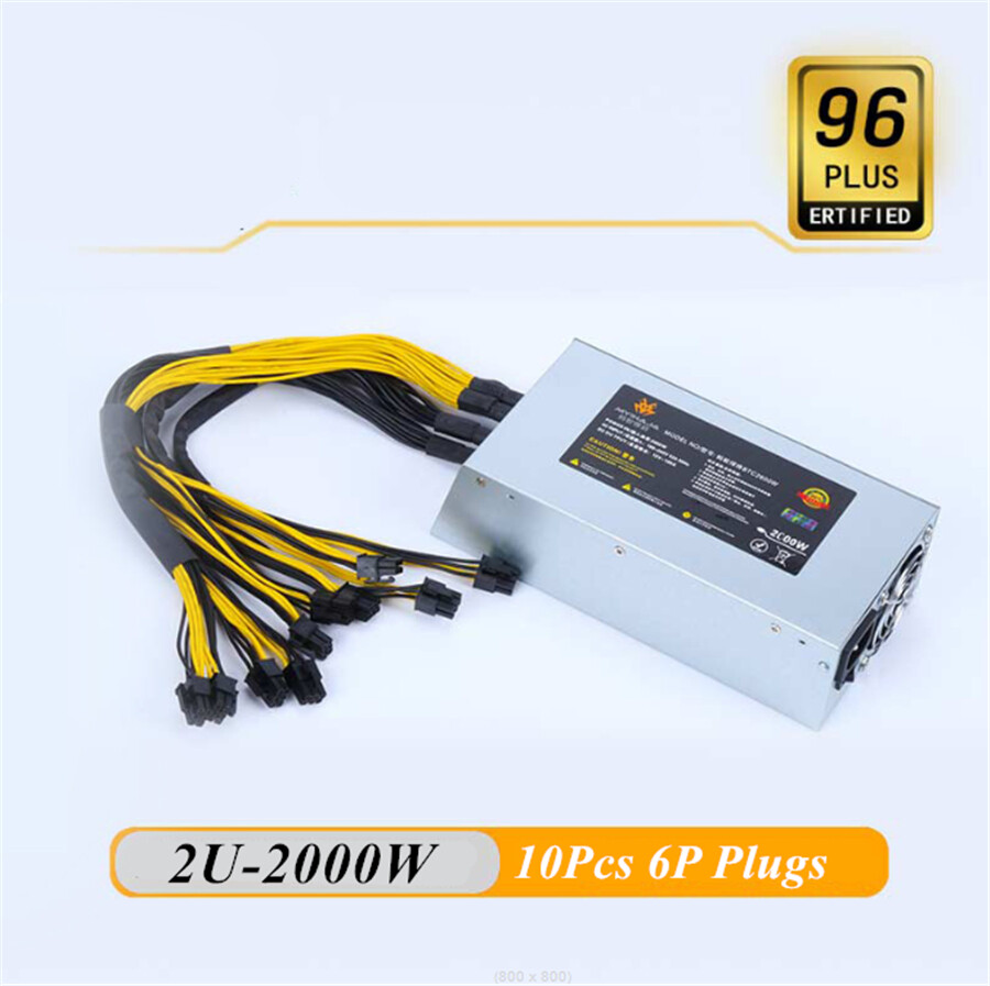 2000W  Mining Machine Power Supply 10x6pin Support Multi GPU  Mining