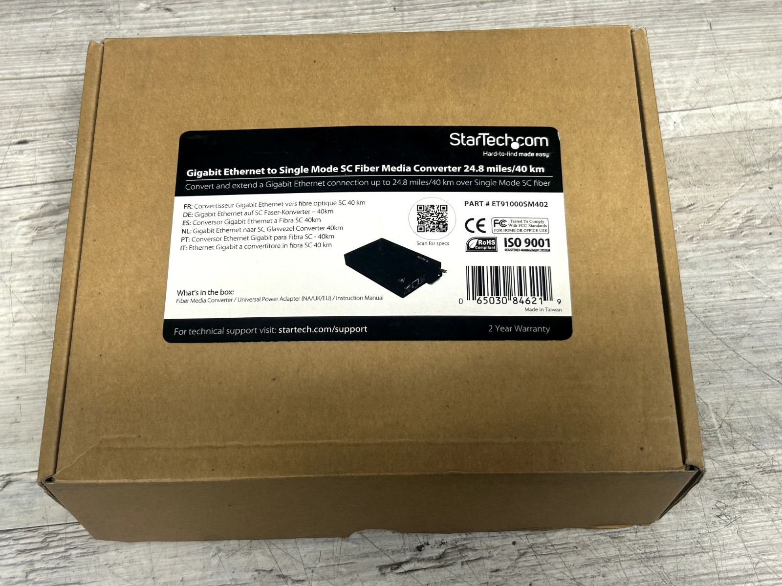 Startech Gigabit Ethernet to Single Mode SC Fiber 24.8 Miles 40 km