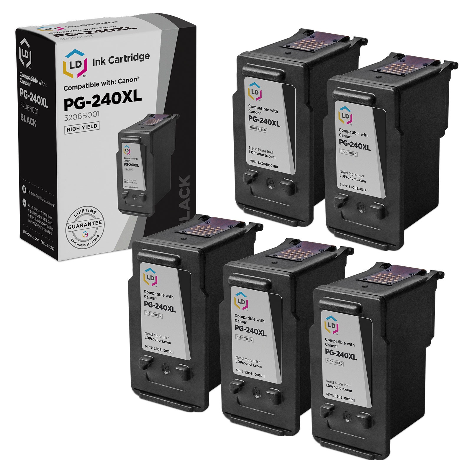 Replacement for Canon PG240XL 5pk 5206B001RII Black HY Ink MG2120 MG2220 MG3120