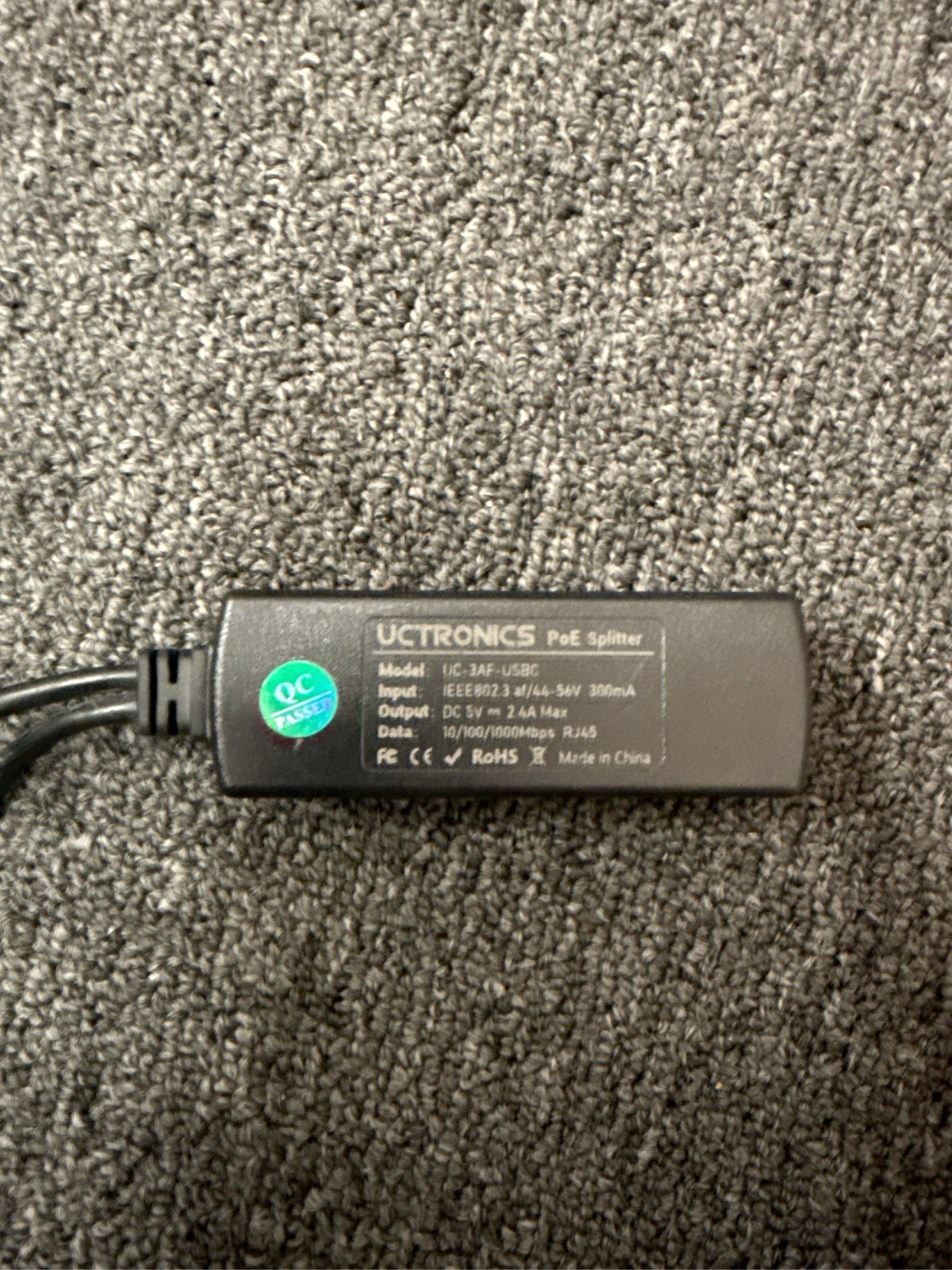 UCTRONICS PoE Splitter Gigabit Active PoE to USB-C Adapter UC-3AF-USBC