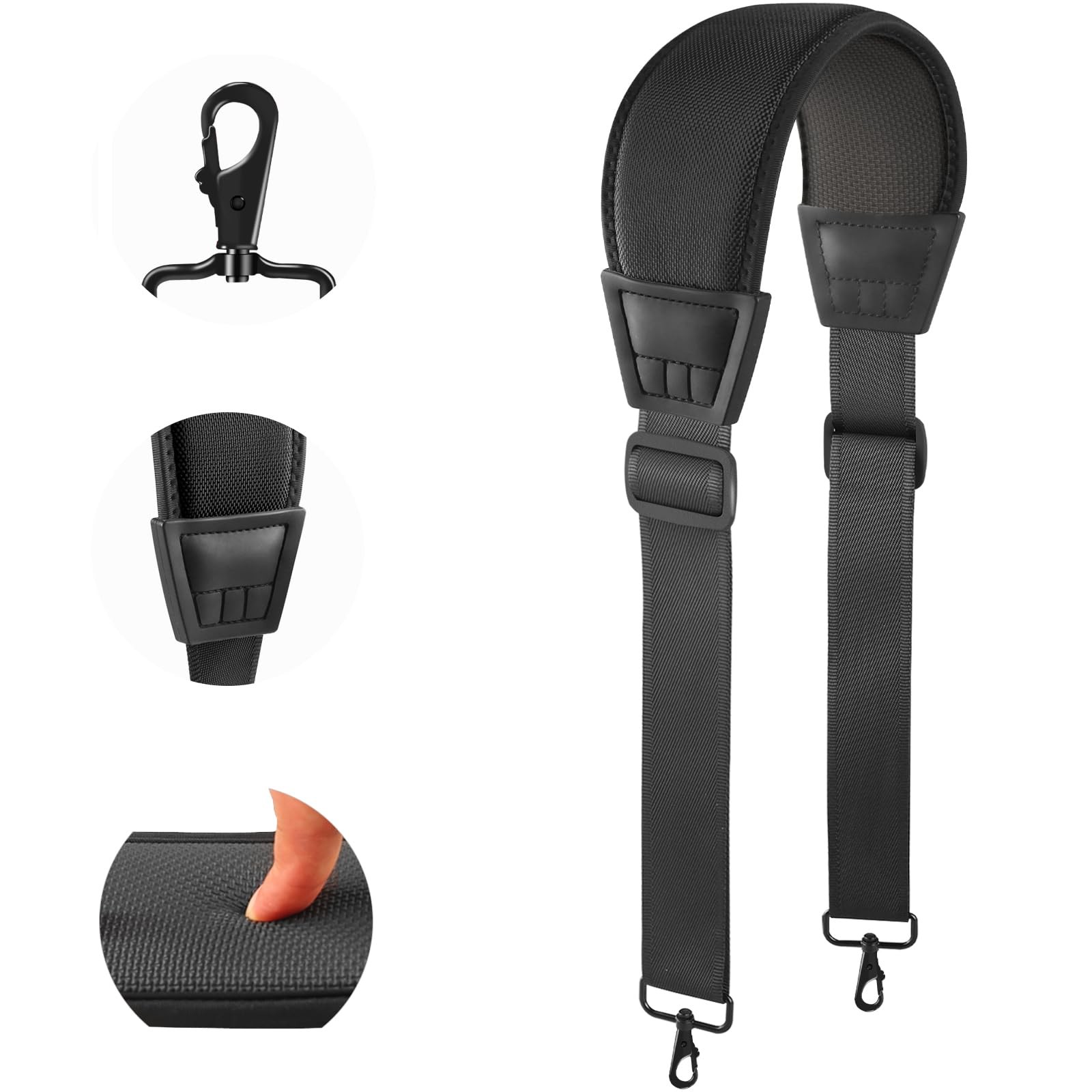 FIEIL 67" Universal Shoulder Strap, Neoprene Thick Padded 67.5*2.9INCH, Black