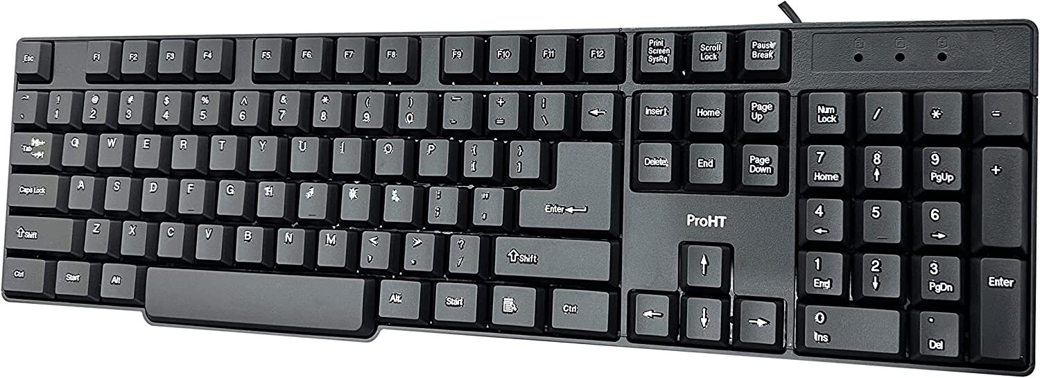 PROHT PRO USB WIRED KEYBOARD 70010 104 KEY