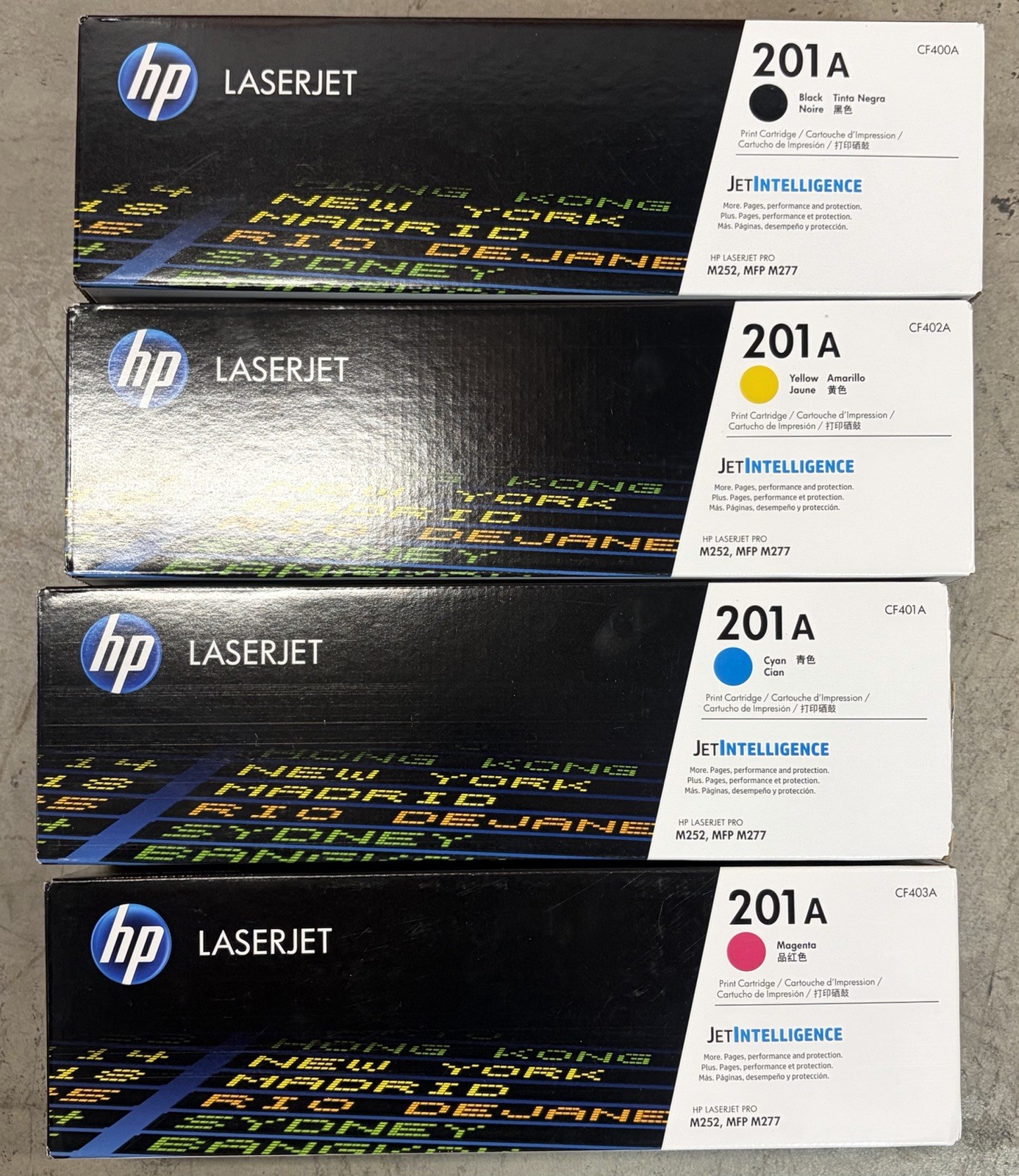 HP 201A LaserJet Toner Cartridges - Black, Cyan, Magenta, Yellow, Pack of 4