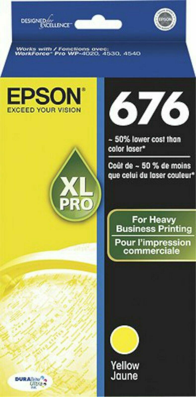 NEW Epson T676XL420 DURABrite 676 XL High-Yield YELLOW Ink Cartridge 1,200 pages