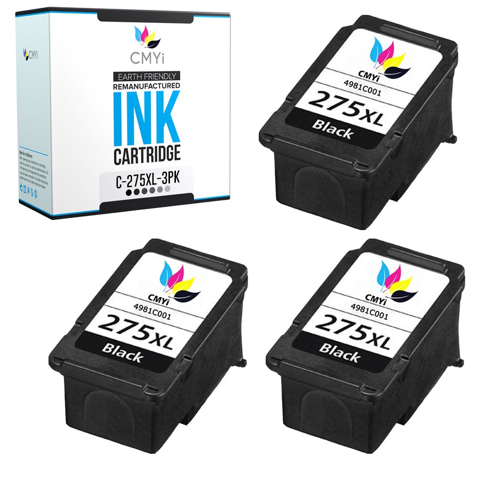 CMYi 3PK Compatible Canon PG-275XL Black Ink Cartridges for PIXMA TR4720 TS3520