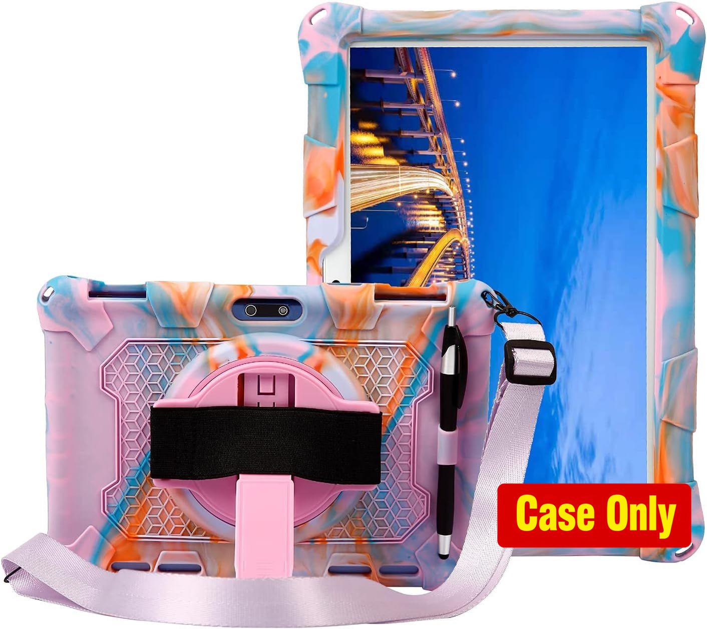 Case for ZZB ZB10 Tablet 10 inch, Silicone Stand Cover for Pritom M10, Rose Purp