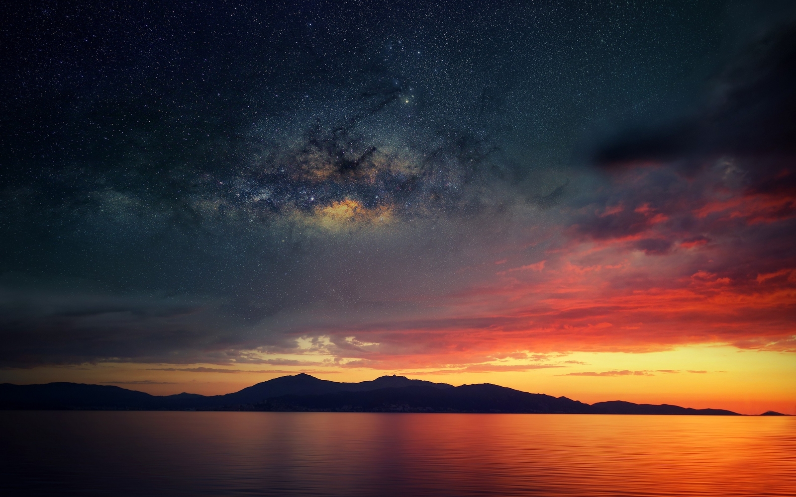 Landscape mountains night low Custom Gaming Mat Desk