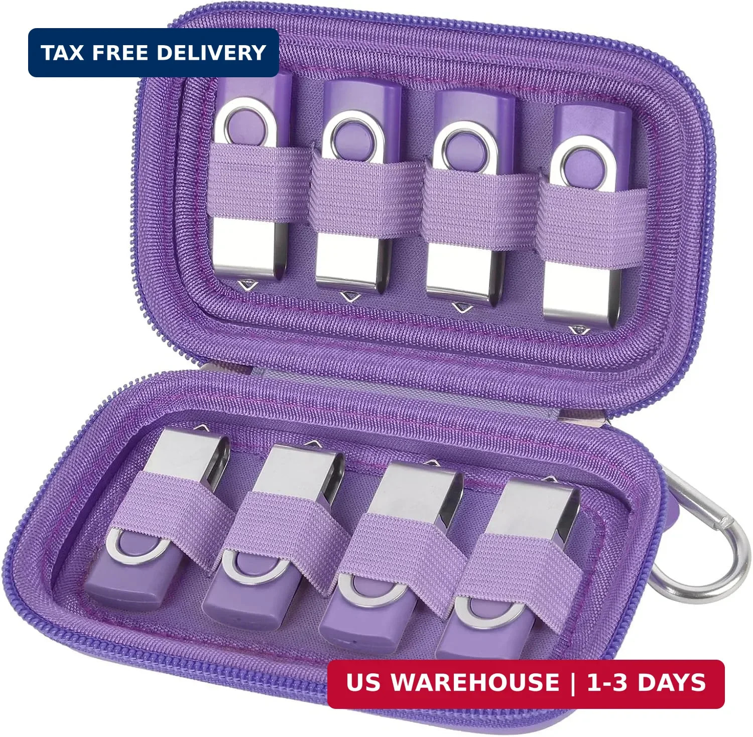 USB Flash Drive Organizer Case – Hard Shell Holder for 8 Thumb Drives & SD/Me...