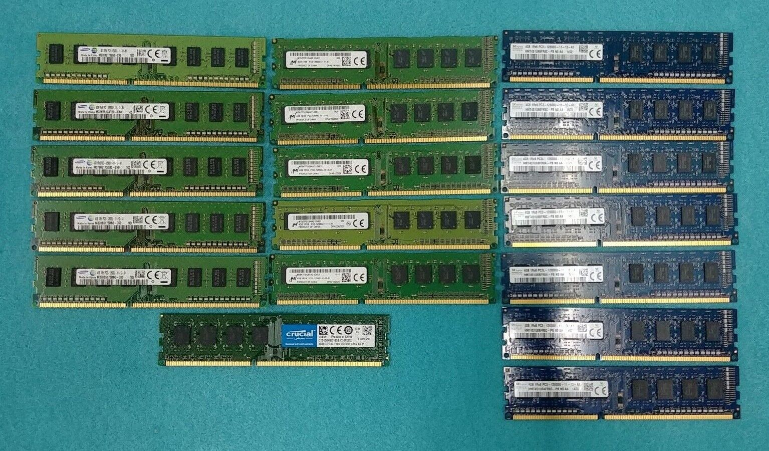 Lot of 18 4GB Micron, Samsung, SK Hynix 8GB DDR3-1600 PC3-12800U 1Rx8 Memory (*)