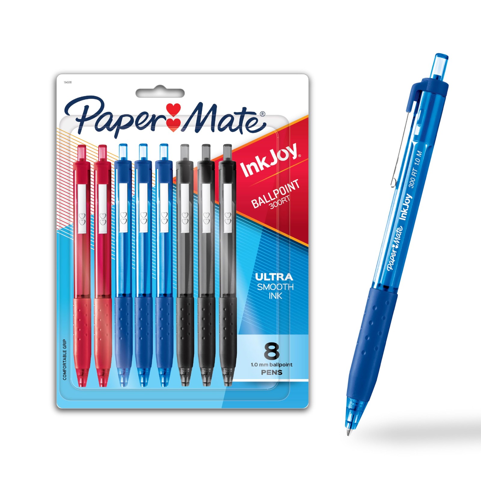 Ballpoint Pens Retractable Medium Point Black Red Blue 8 Pack Paper Mate InkJoy