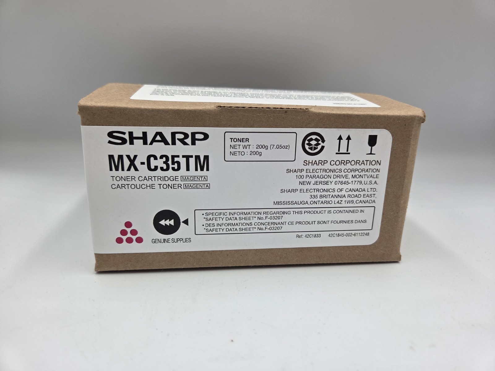Genuine OEM Sharp MX-C35TM Magenta Toner Cartridge 42C1845-002-6112248 Brand New