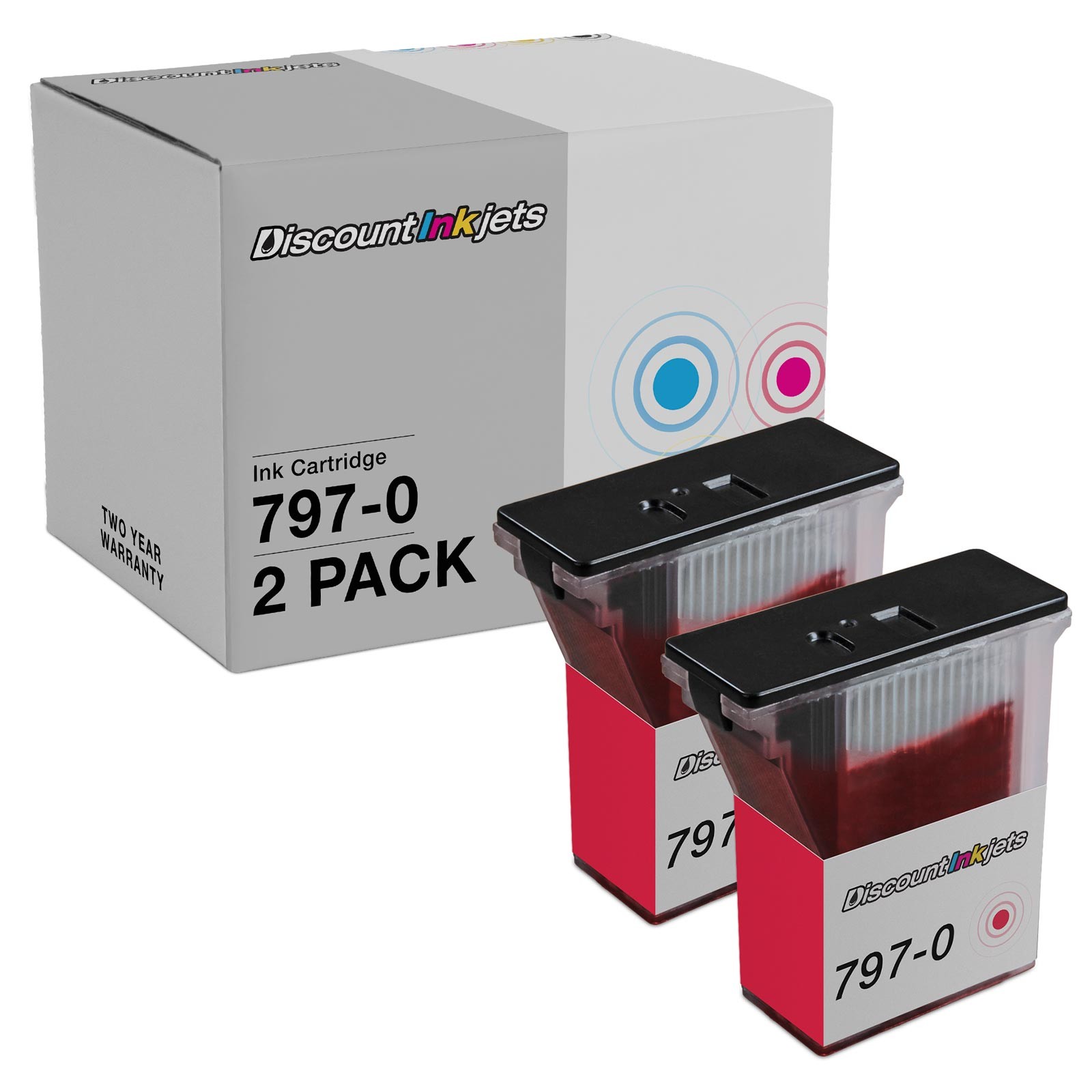2PK 797-0 for Pitney Bowes K700 Flourescent Red Ink Cartridge MailStation K700