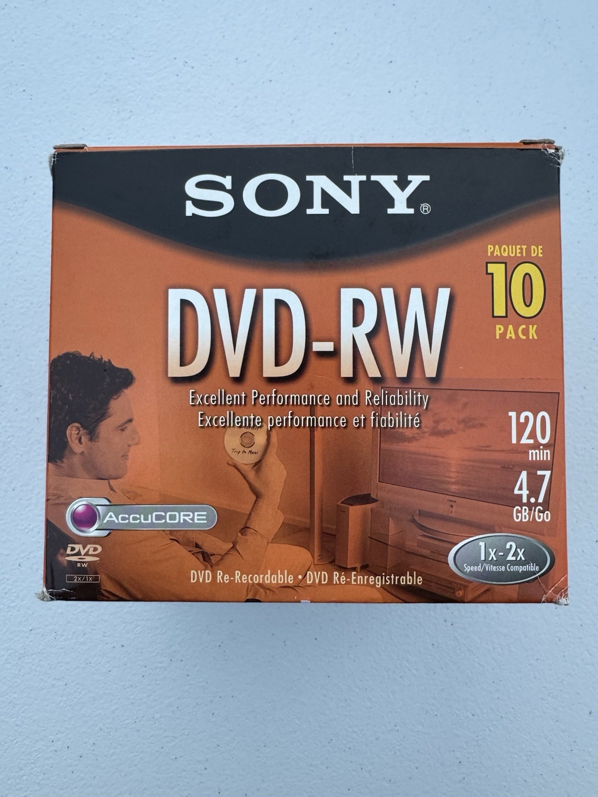 Sony AccuCORE DVD-RW 4.7GB 120 Min Rewritable Discs Lot of 9 10DMW47L2