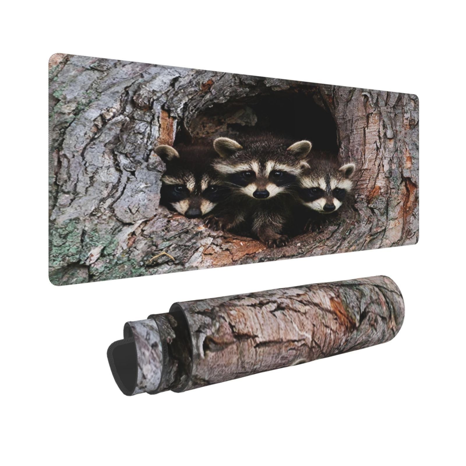 Cute Raccoon XL Extended Large Mouse Pad Gaming Big Desk Mat 12x31.5 Inch