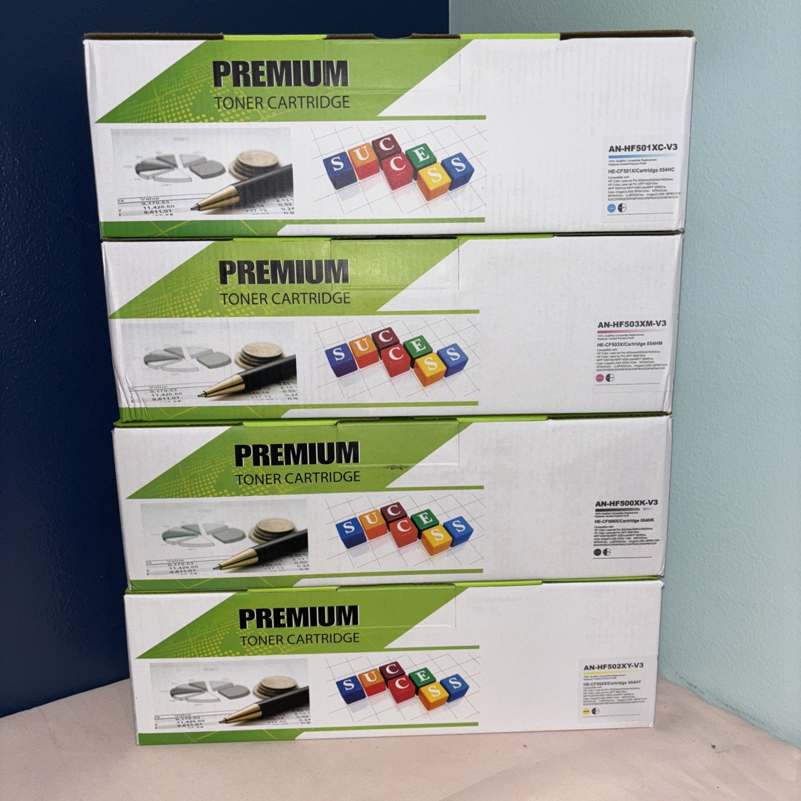 Premium Toner Cartridge Black And Colors Set Of 4 AC-HF500; 501, 502, 503