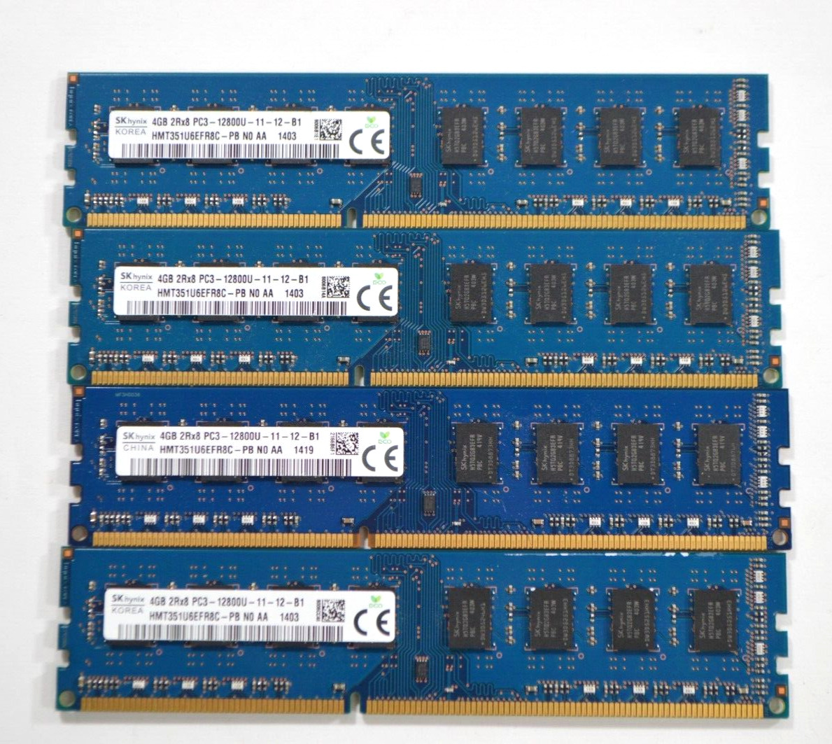 SK Hynix 16GB (4x4GB) 2Rx8 PC3-12800U RAM desktop memory HMT351U6EFR8C-PB