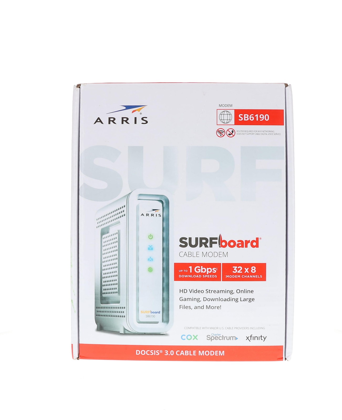 ARRIS SURFboard SB6190 DOCSIS 3.0 Cable Modem 32x8 Gigabit Ethernet 800Mbps
