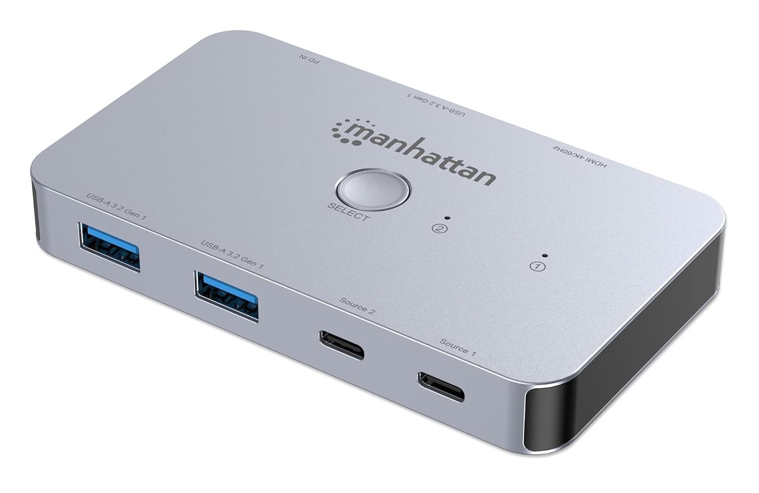 Manhattan 2-Port HDMI USB-C KVM Switch 4K@60Hz - New