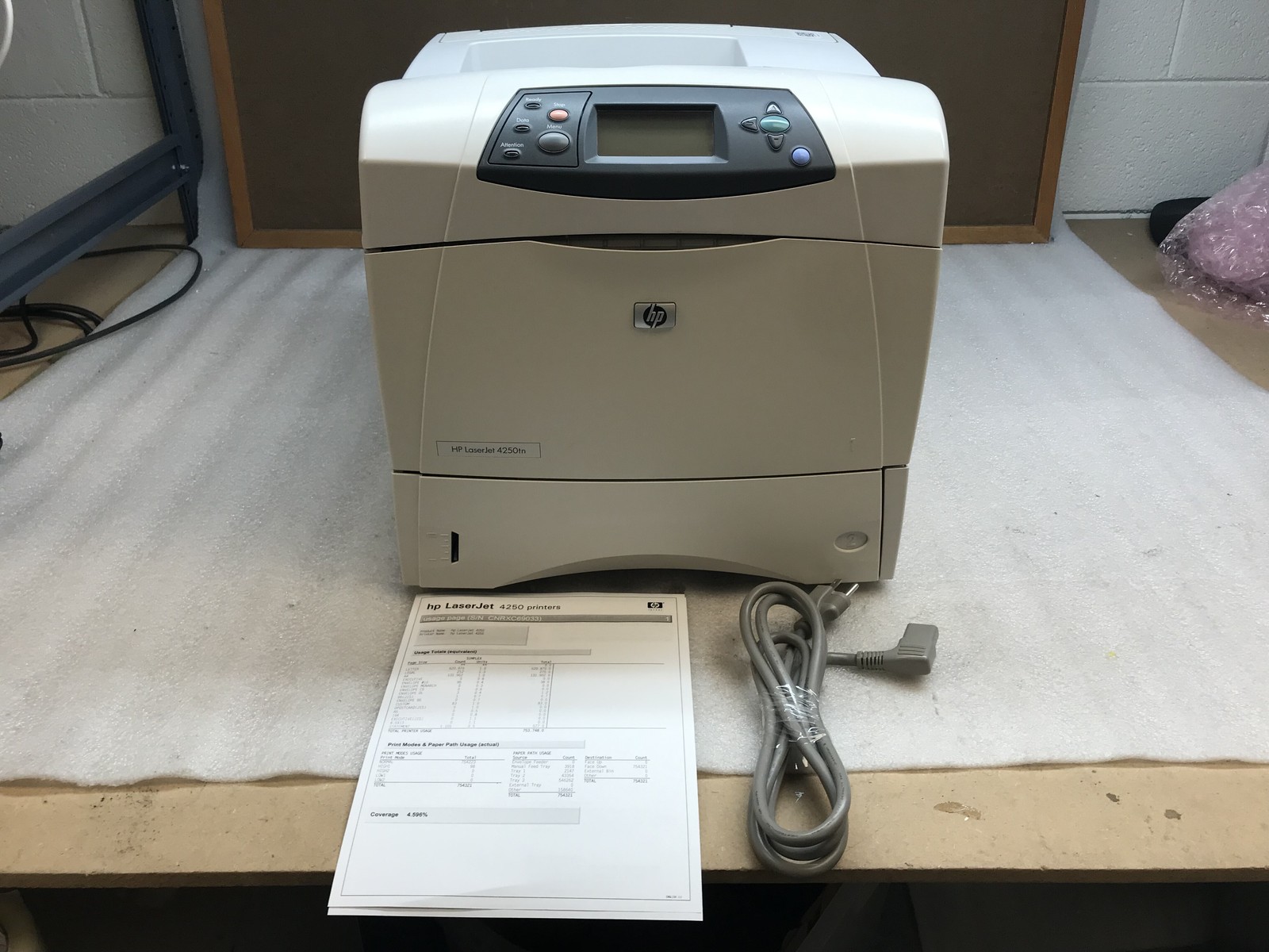 HP Laserjet 4250TN Monochrome Enterprise Printer 99% Toner Inc 753K Pages