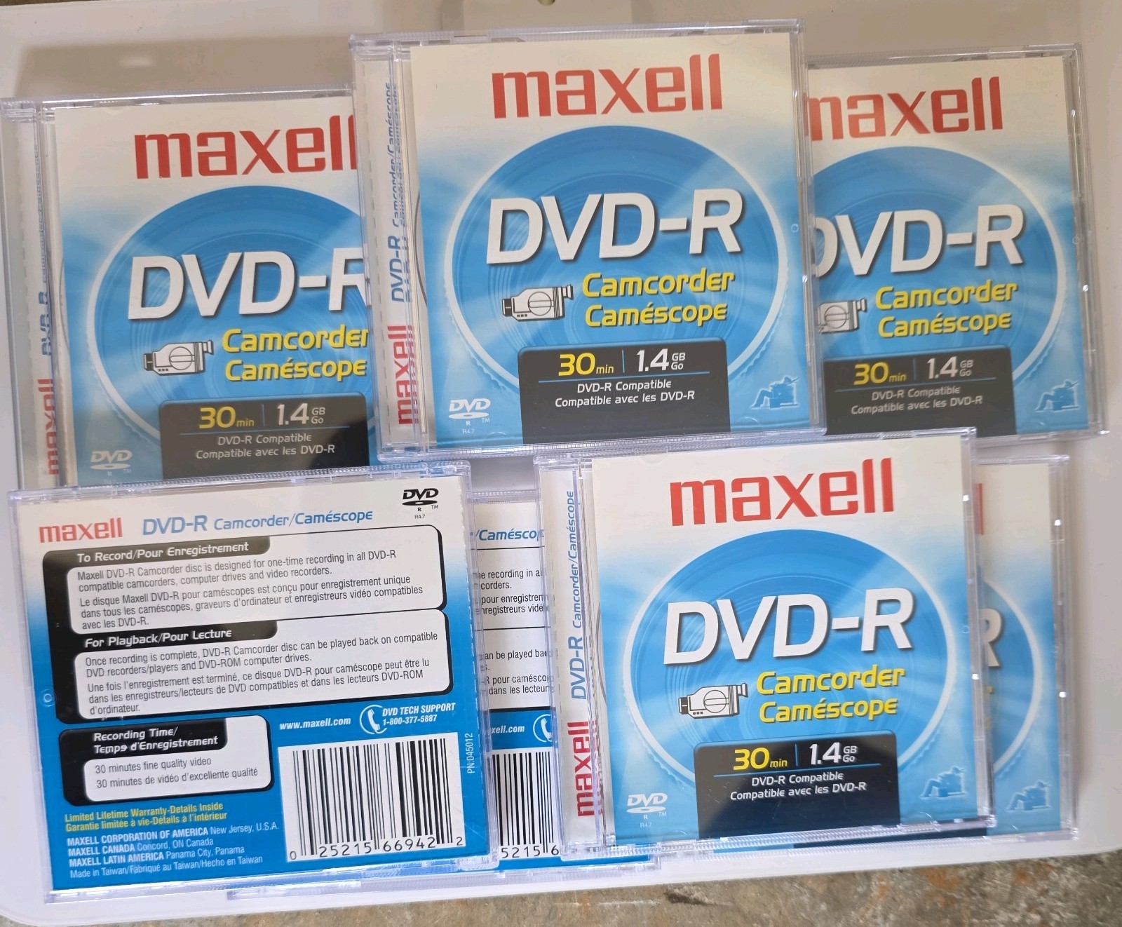 (7) Maxell DVD-R Camcorder 30 Min Blank Disc 1.4 GB Recordable Video/Audio Media