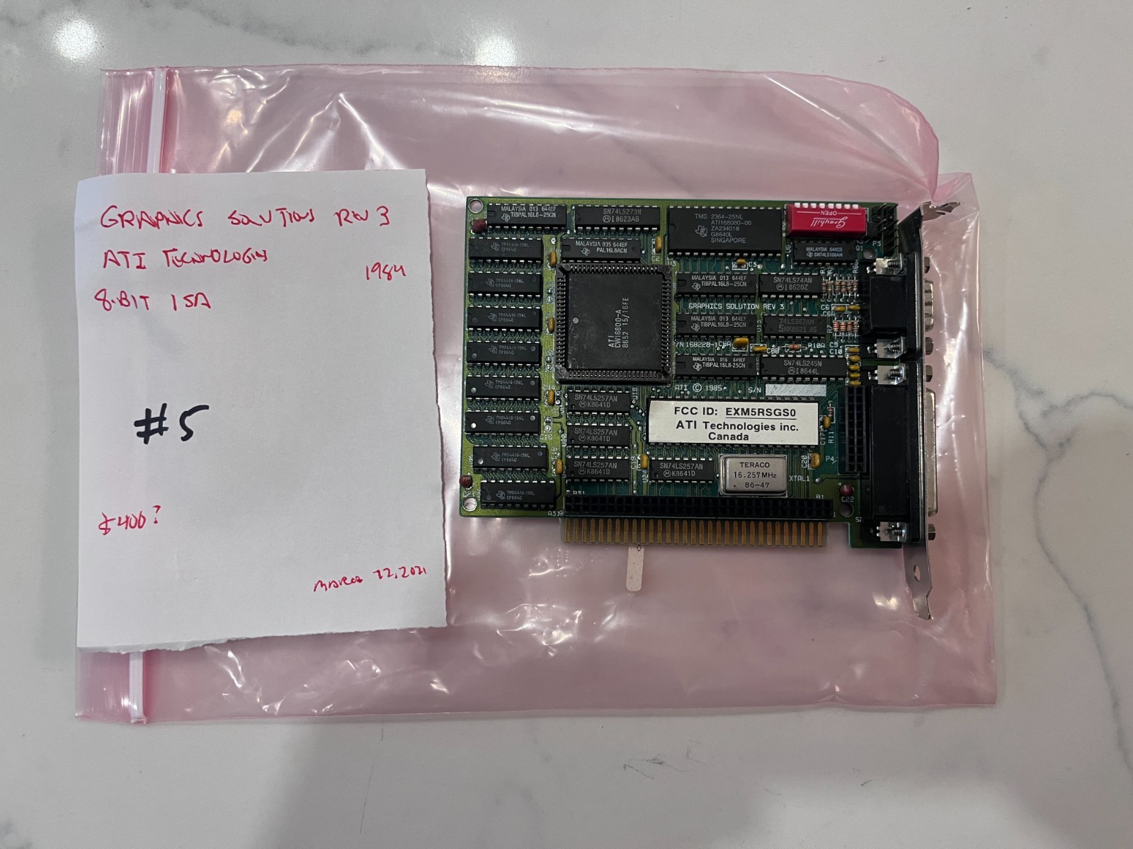 Vintage ATI Graphics Solution Rev 3 8-Bit ISA Video Card MDA CGA Combo UNTESTED