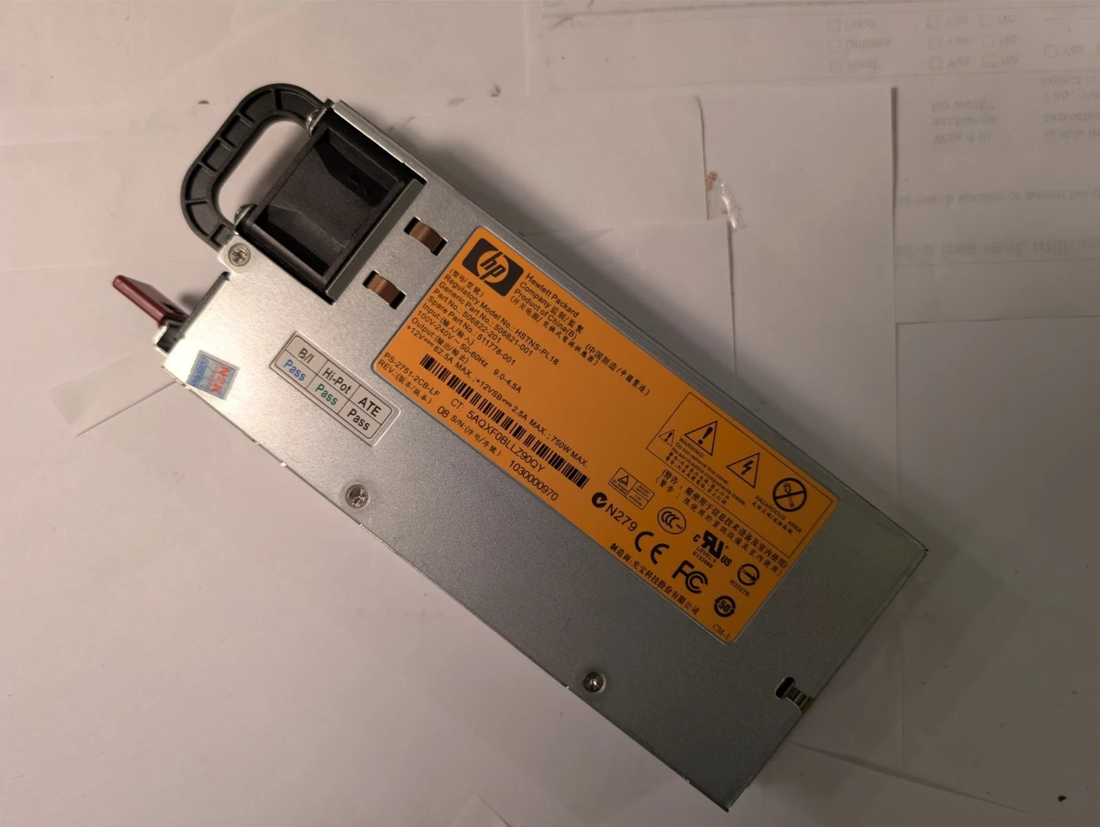 HP HSTNS-PL18 750W Hot-Plug Power Supply 506821-001 511778-001 G6/G7 Tested"