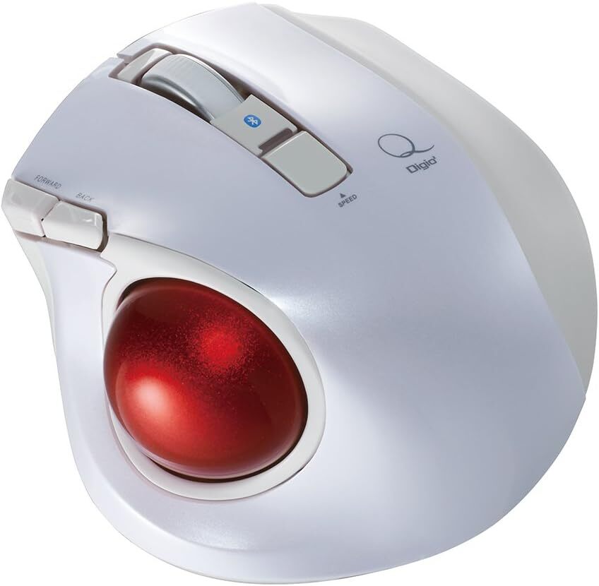 DIGIO2 Q Small Track Ball Bluetooth Mouse Quiet 5 button White 48378