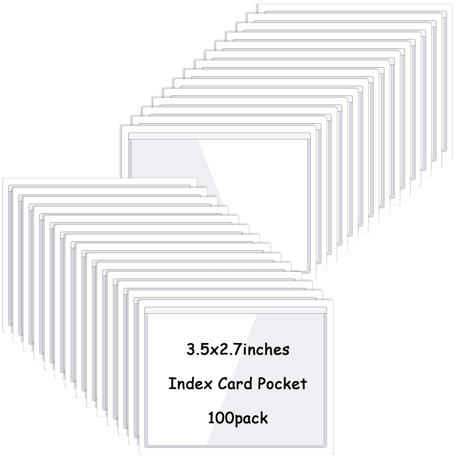 100 Pcs Adhesive Index Card Pockets Clear Label Holder Plastic Photo Sleeves ...