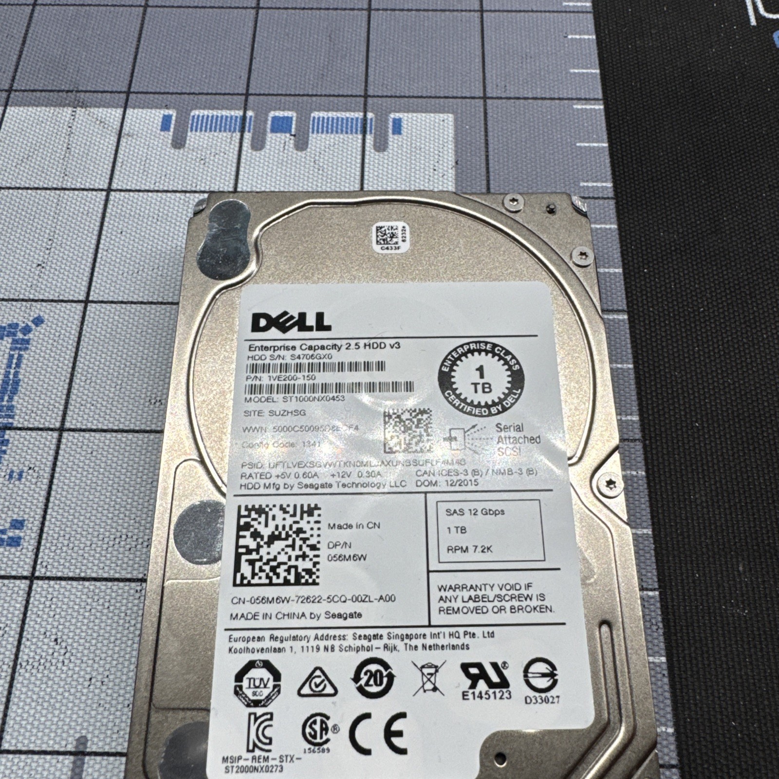 Dell ST1000NX0453 1TB 2.5" 7.2K RPM 12Gbps SAS HDD Grade A