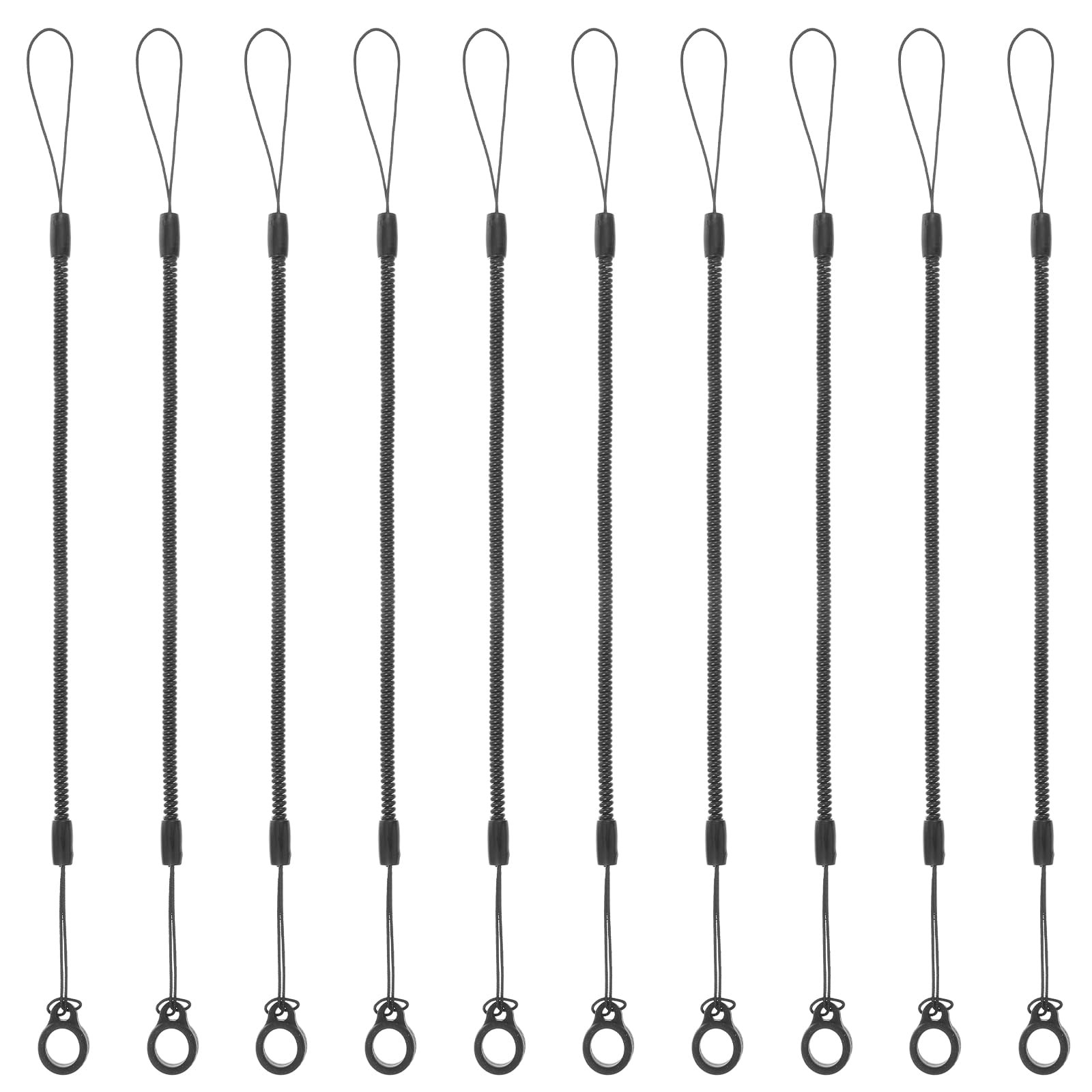 10 Pcs Pen Leash Elastic Tether Coil Lanyard for Clipboard Stylus Pens Black 