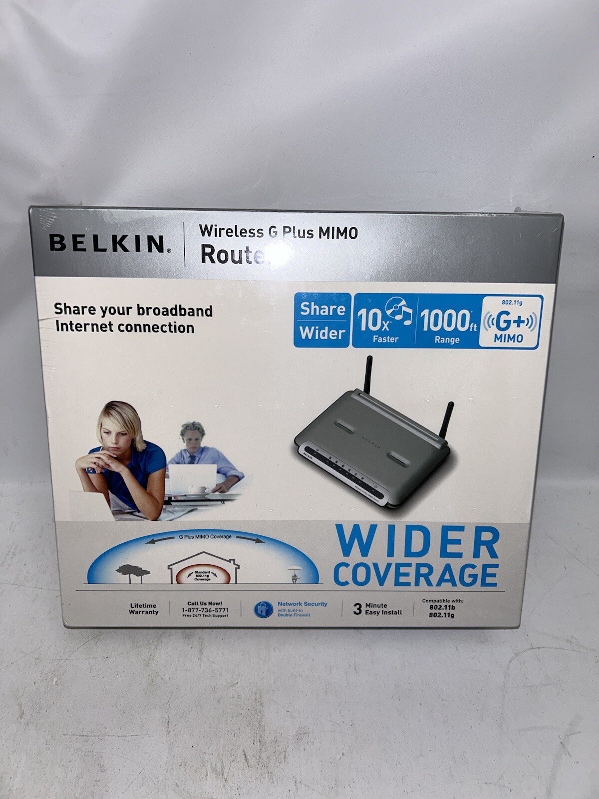 Belkin Wireless G Plus MIMO Router w/SetupCD + Power Cord - New & Sealed