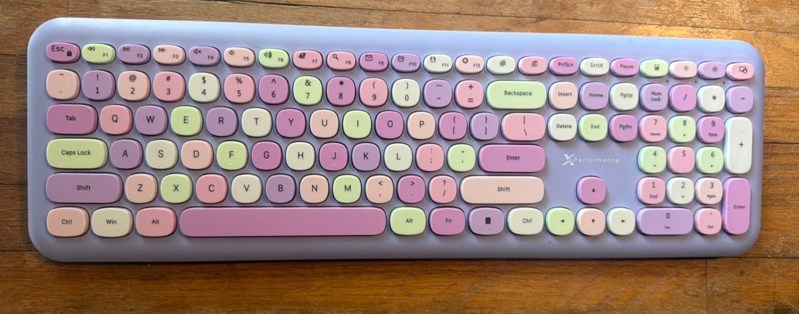 X9 Performance Keyboard X9RFCOLORCBPU Colored Pink/White W/USB Receiver WORKS