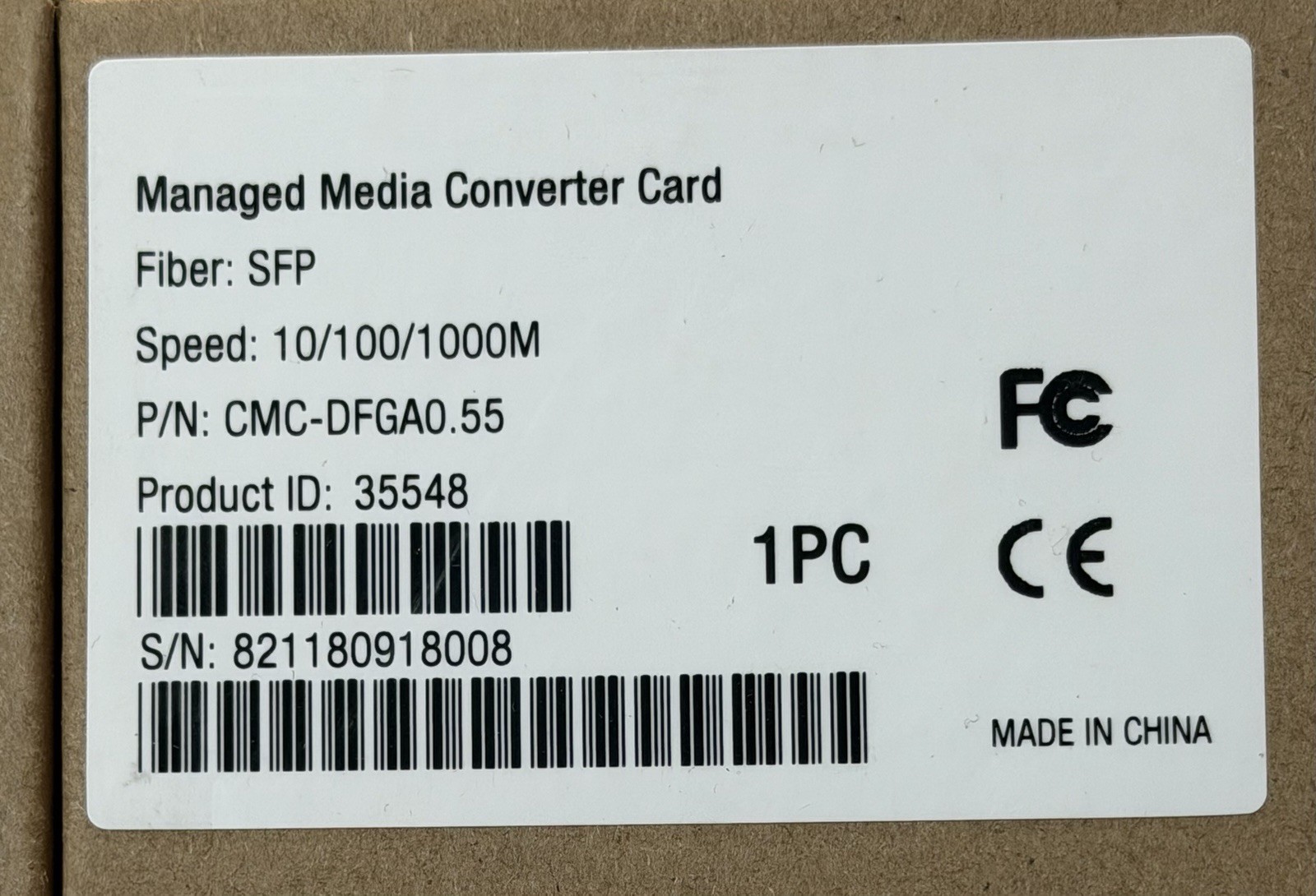 Lot of 26 items Managed Media Converter Card Fiber SFP 10/100/1000M CMC-DFGA0.55