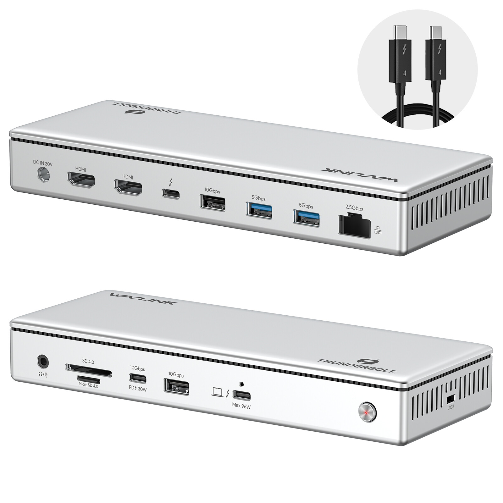 13-in-1 Thunderbolt 4 Docking Station Triple 4K Display 96W Charging 2.5G RJ45