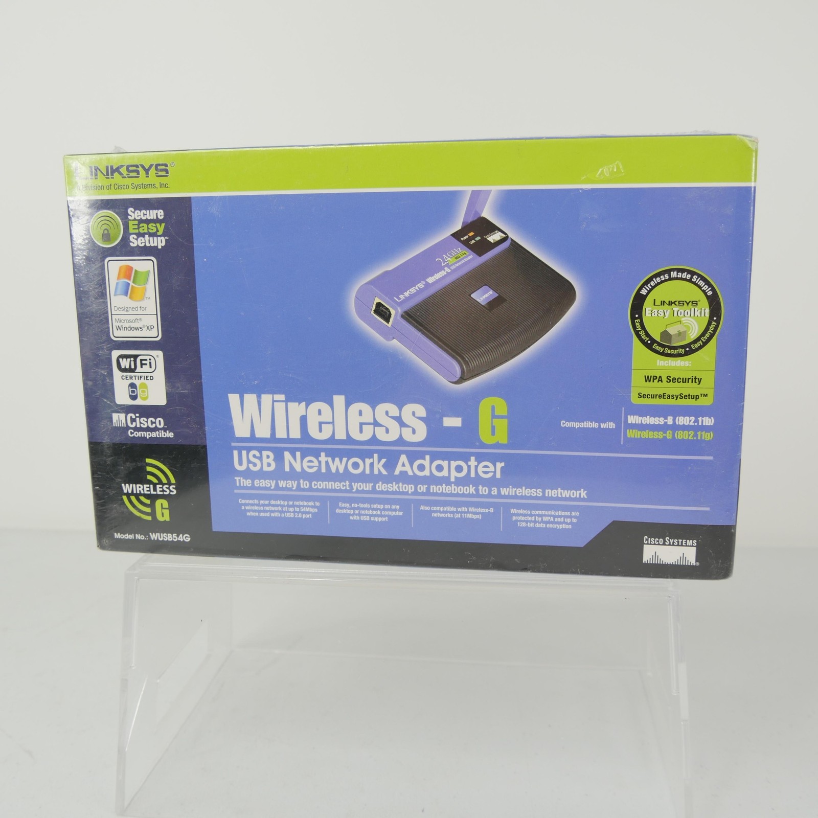 Linksys Wireless-G USB Network Adapter WUSB54G 2.4GHz 802.11g 54Mbps Black