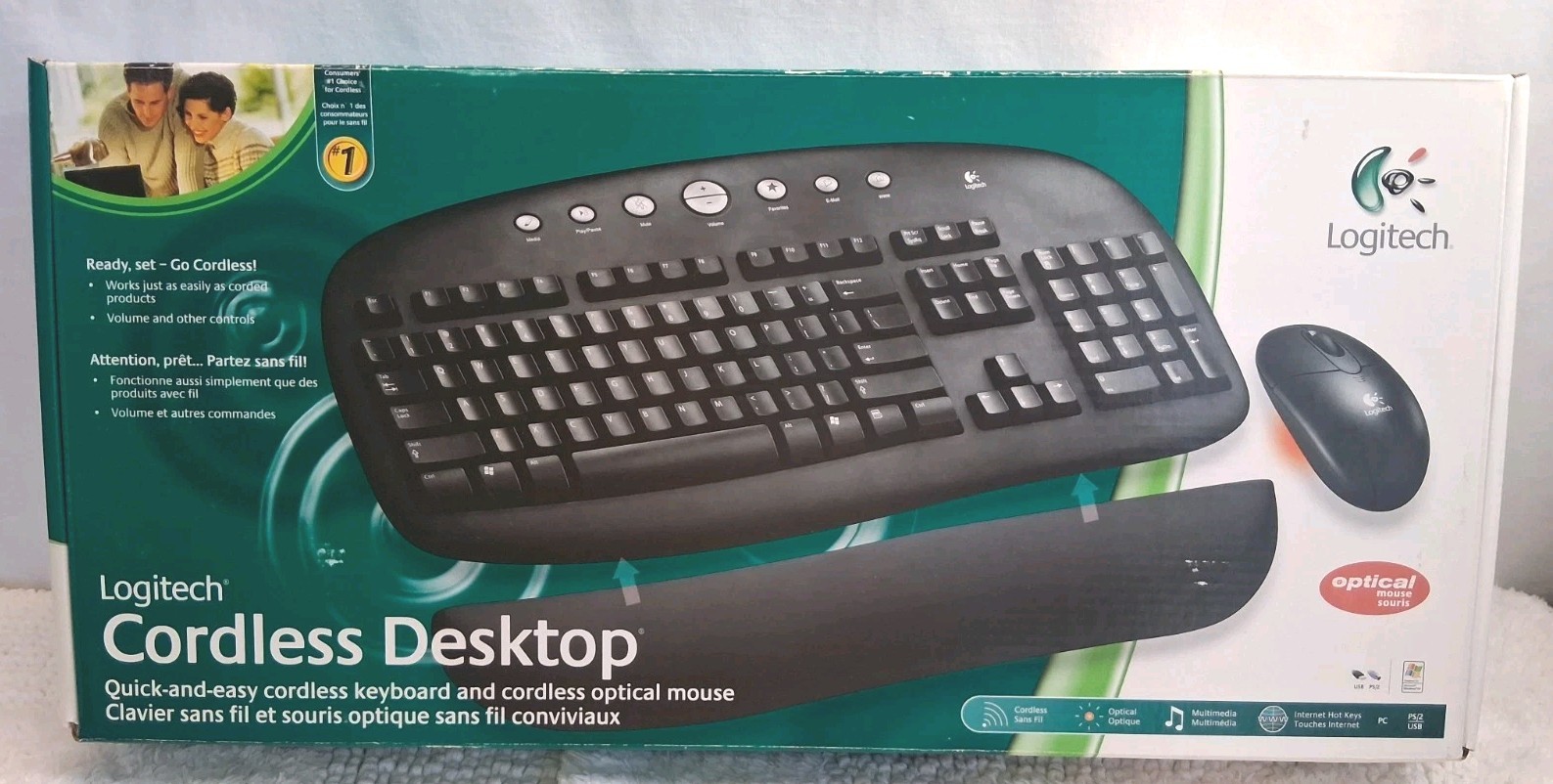 Logitech Wireless Internet Pro Cordless Keyboard Optical Mouse Y-RAJ56A Clean