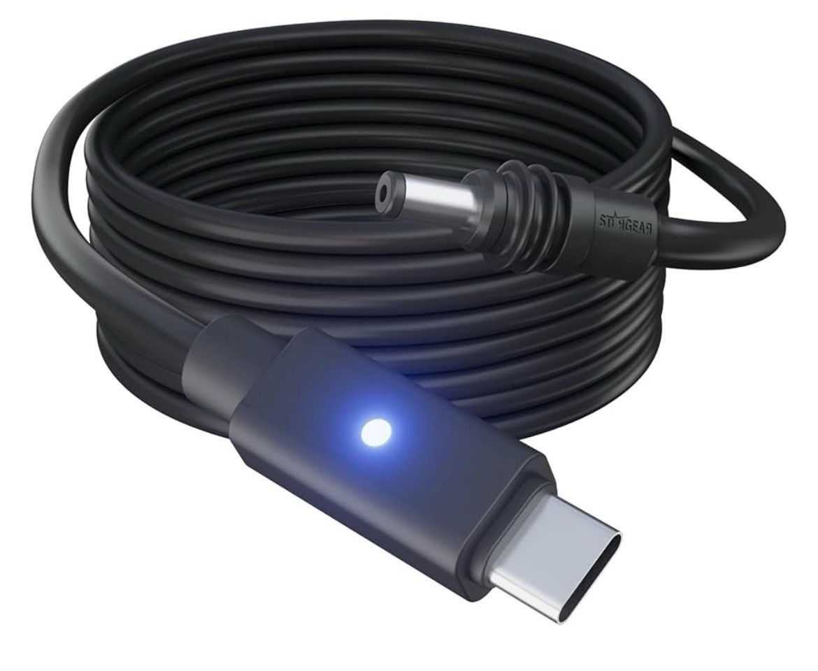 STARGEAR 140W USB-C to Starlink MINI DC Cable with LED Indicator Black