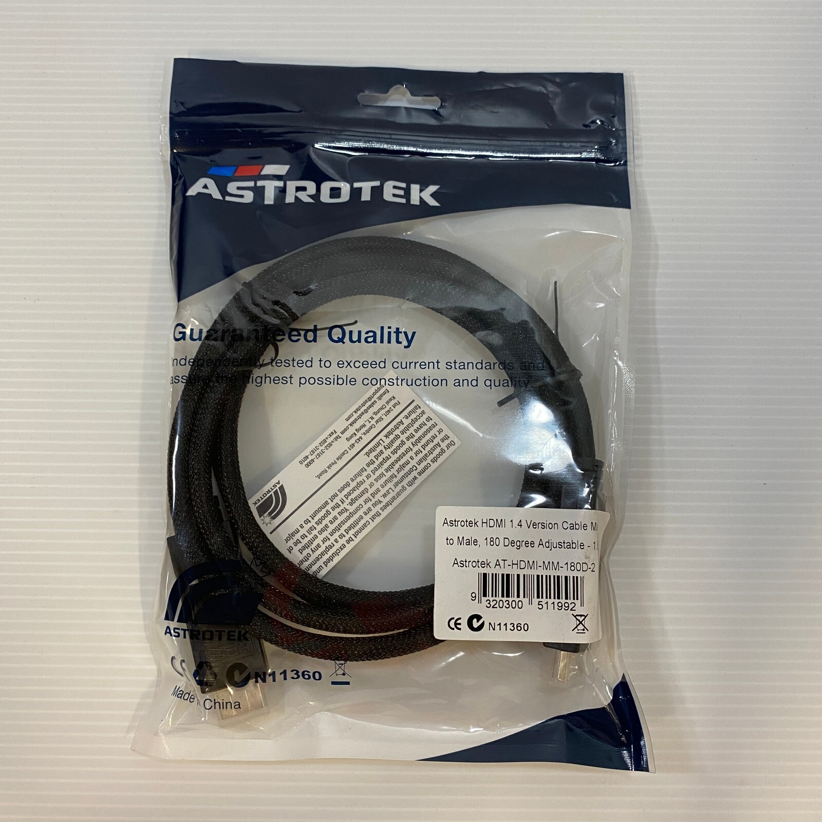 Astrotek HDMI Cable 2m - v1.4 19 pins Type A Male to Male 180 Degree Swivel