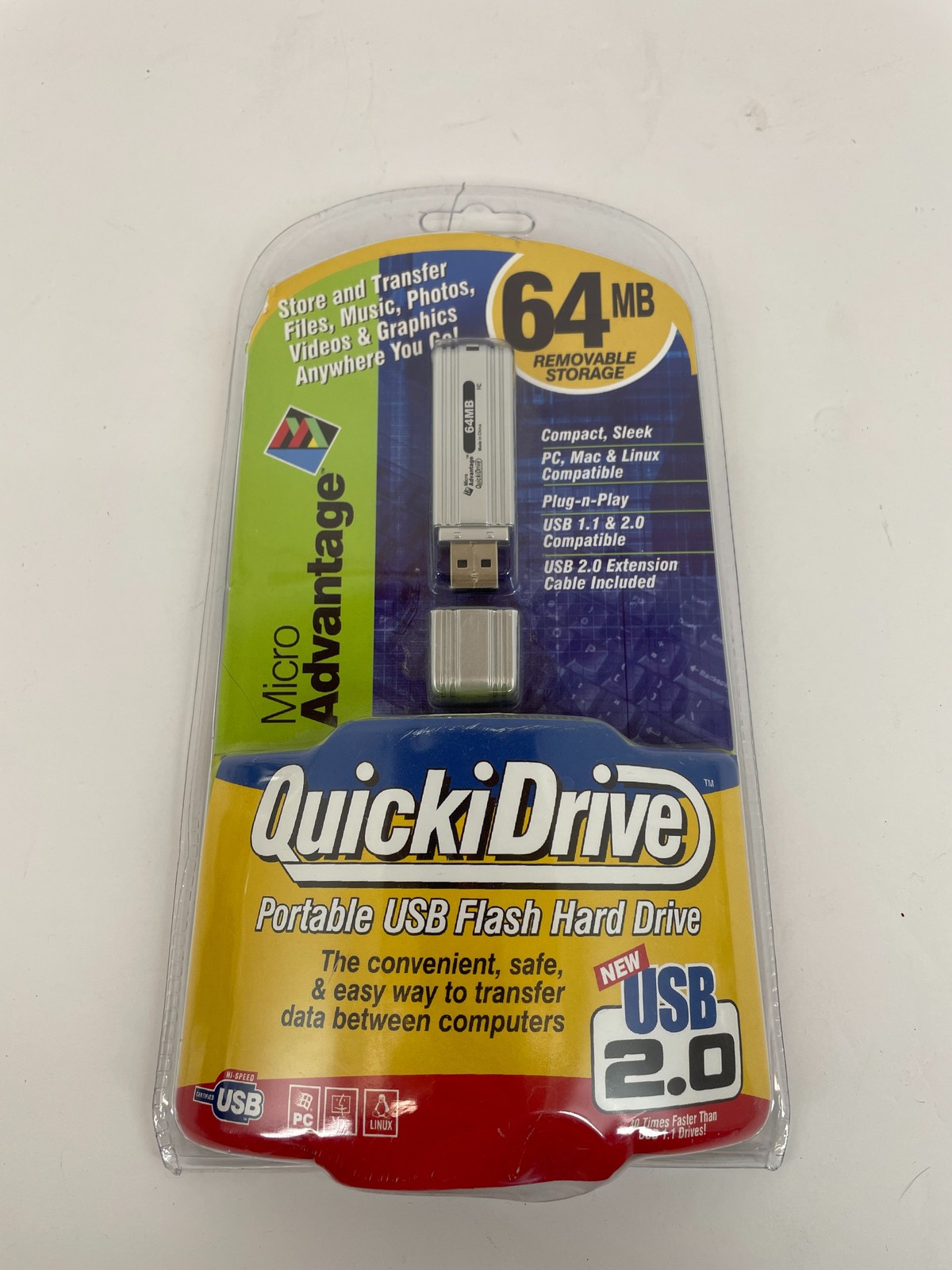 QuickiDrive Micro Advantage 64MB USB 2.0 Flash Drive Portable Storage PC Mac