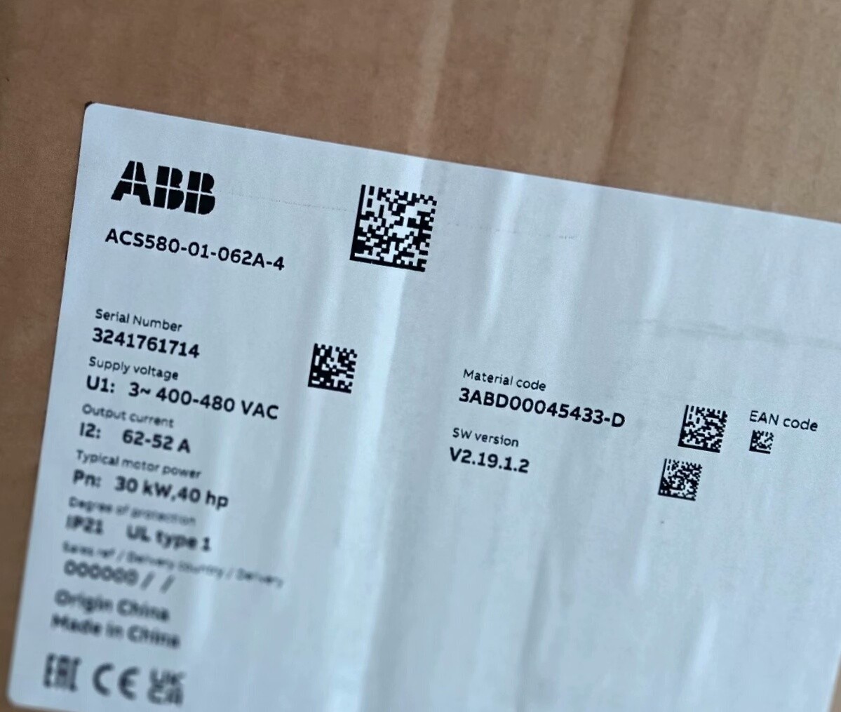 New Original ACS580-01-062A-4 ABB Variable Frequency Drive 1-Year Warranty 