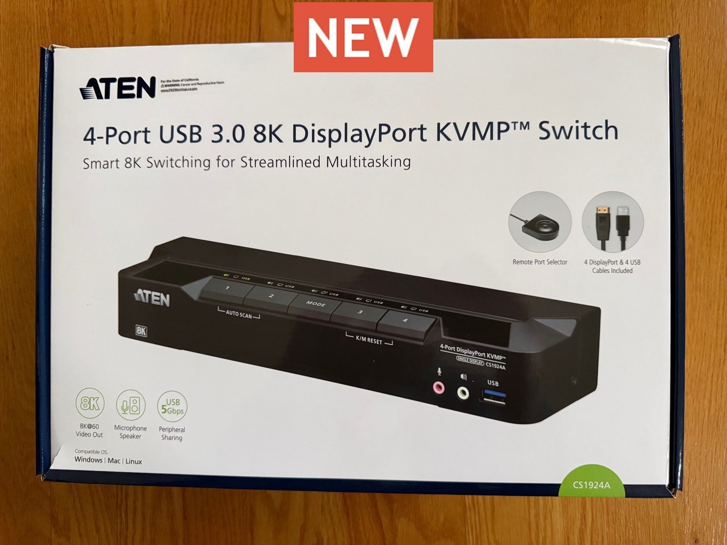ATEN CS1924A 4-Port USB 3.0 8K DisplayPort KVM KVMP Switch Brand New