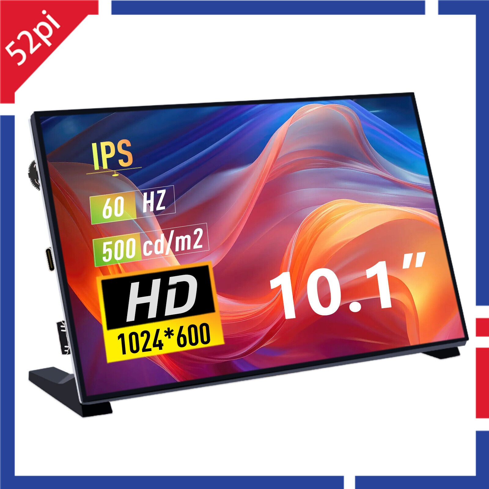 10.1 inch 1024*600 Display IPS Screen with Brackets for Raspberry/PC (No Touch)