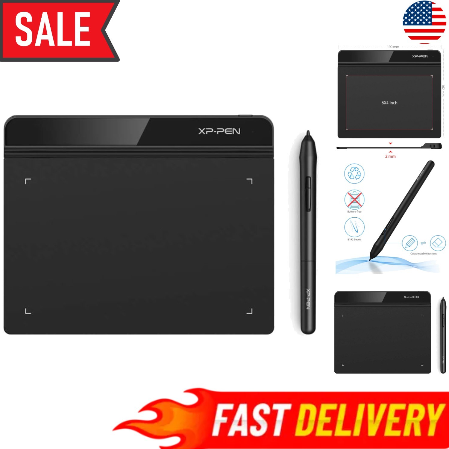 XPPen Star 6x4 Inch Drawing Tablet with Battery-Free Stylus - Ideal for Teachers