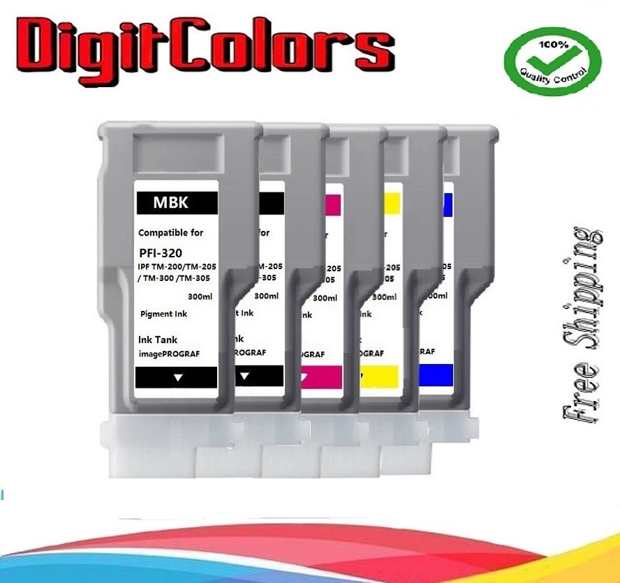 5 Pack PFI320 Ink Cartridge for Canon iPF TM-200 TM-205 TM-300 TM-305 PFI320
