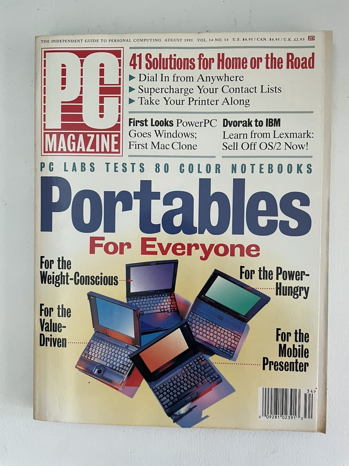 PC MAGAZINE~COMPUTER~AUGUST 1995~VOL 14~#14~BACK ISSUE~PORTABLES FOR EVERYONE