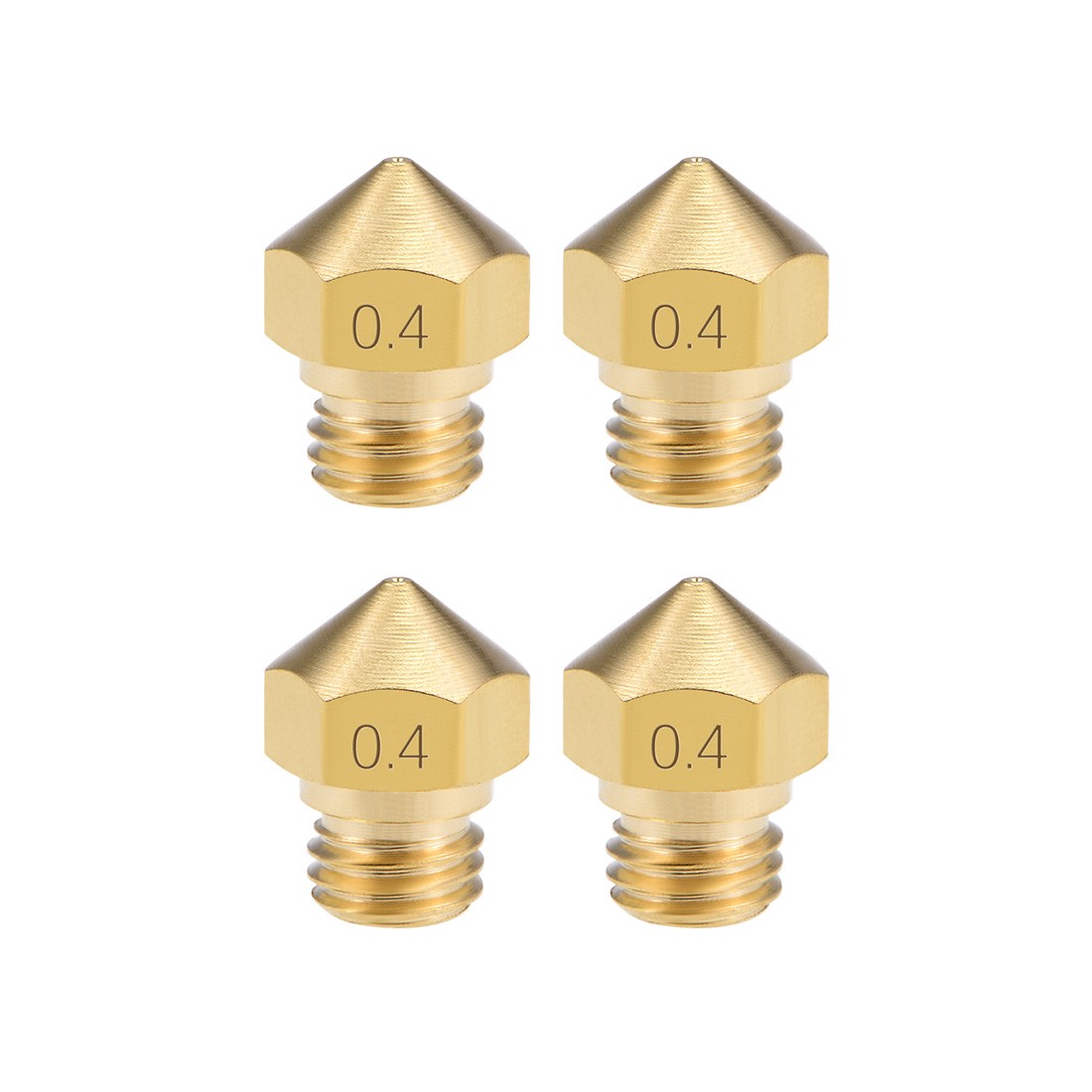 0.4mm 3D Printer Nozzle Head M7 Thread MK10 1.75mm Extruder Print, Brass 4pcs