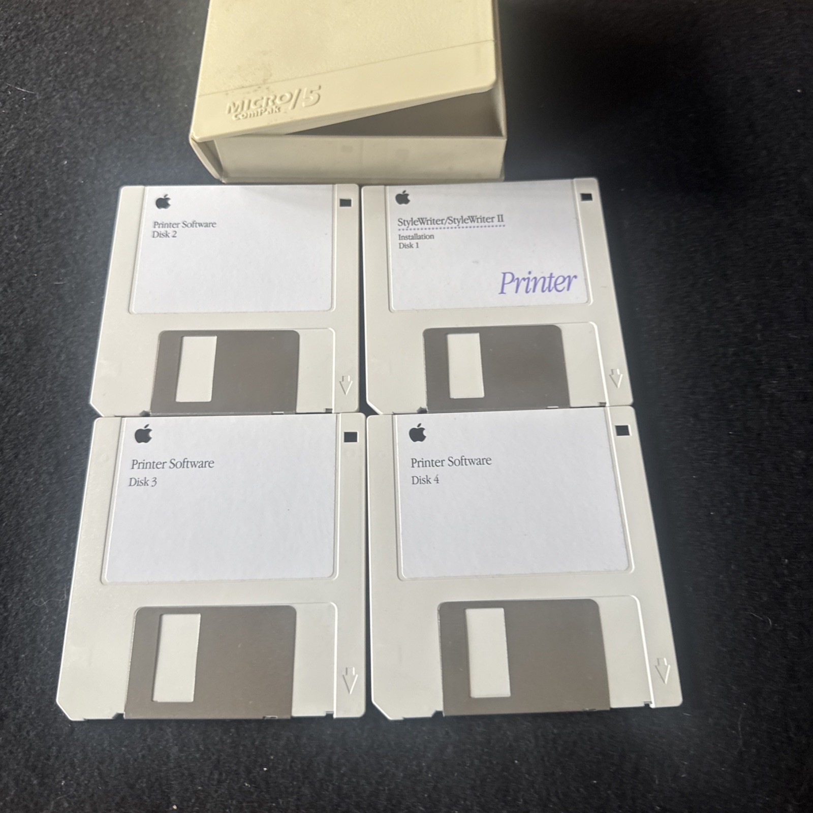 Apple Macintosh StyleWriter II Printer Software – 4 Floppy Disks & Case Vintage