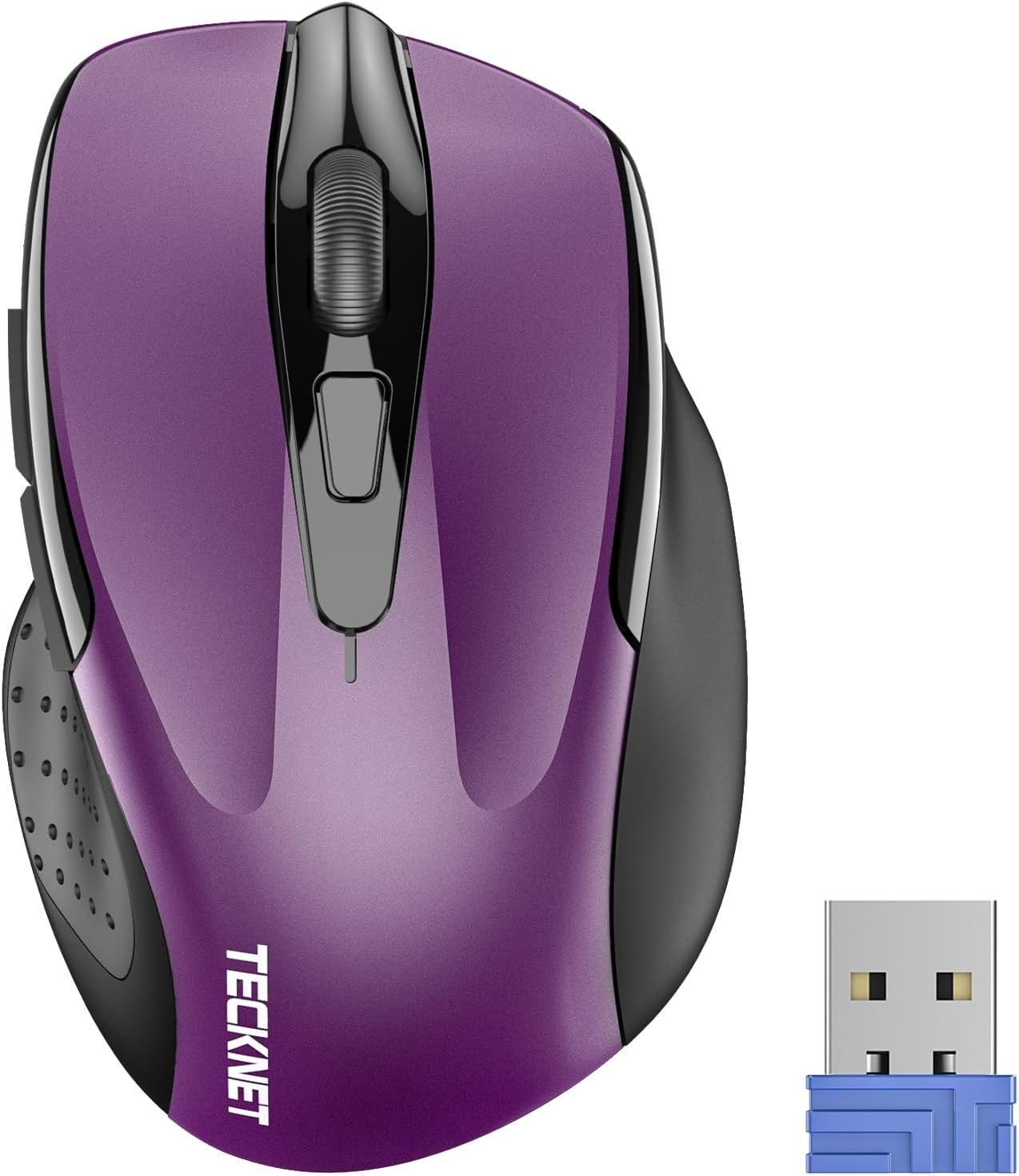 TECKNET Wireless Mouse, 2.4G Ergonomic Optical Computer Mouse Purple 