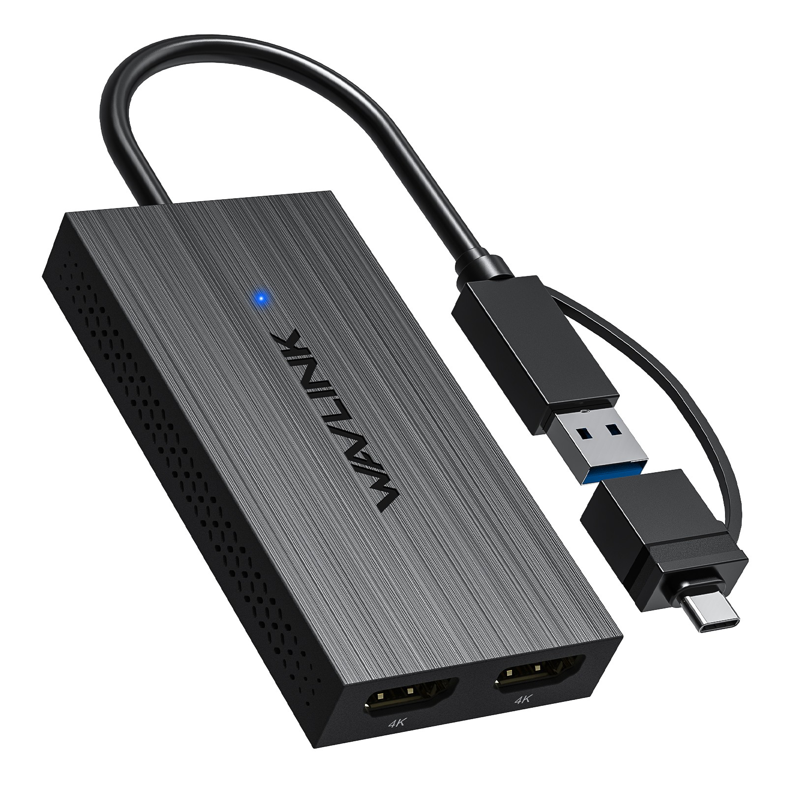 DisplayLink 4K Dual Monitor Hub USB-C Adapter 2x HDMI 2x DisplayPort